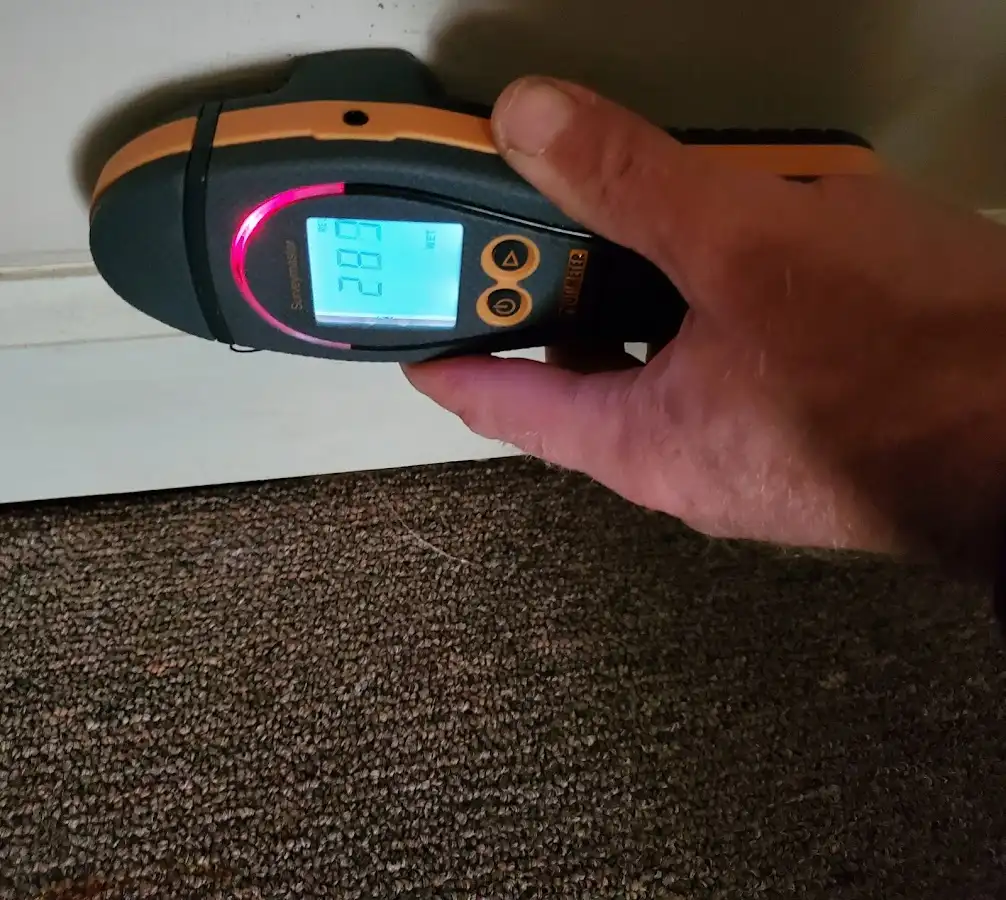 Moisture detection at baseboard during Burst Pipe Cleanup in Creston