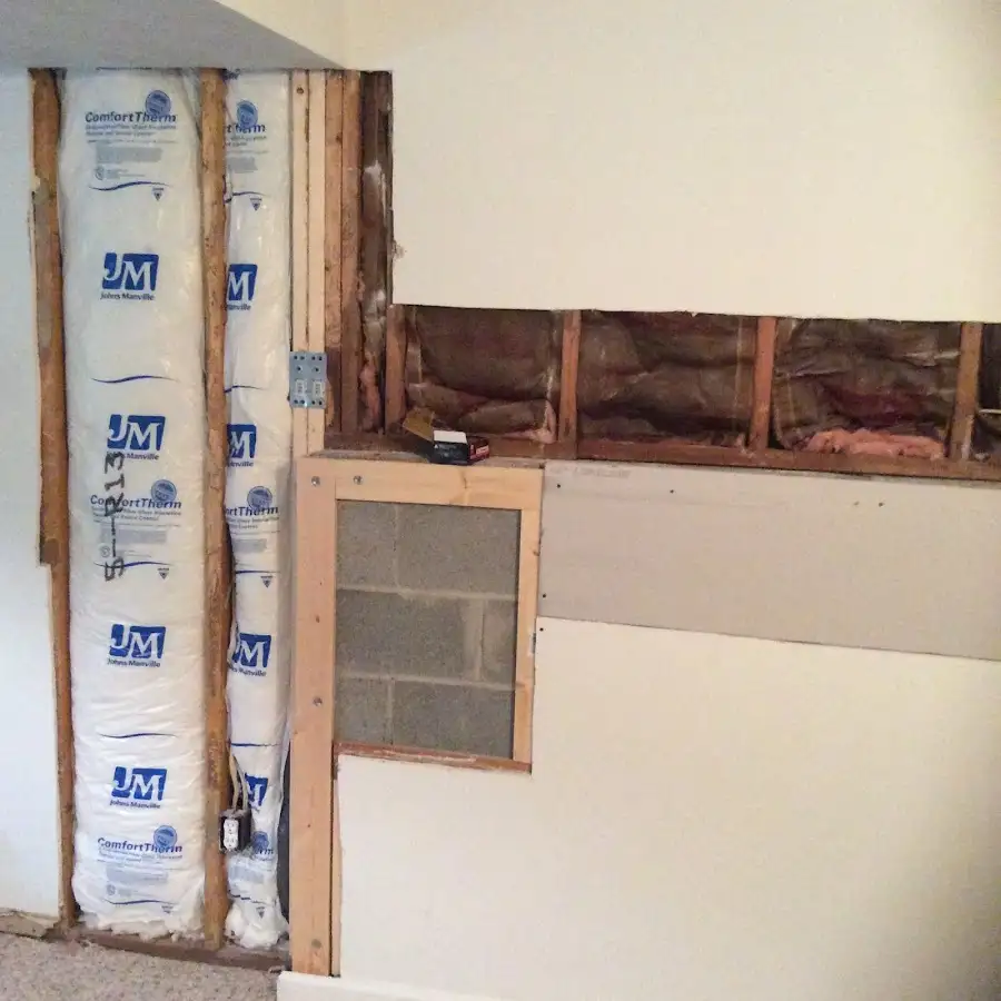 Wall insulation replacement during Basement Flood Cleanup in Creston